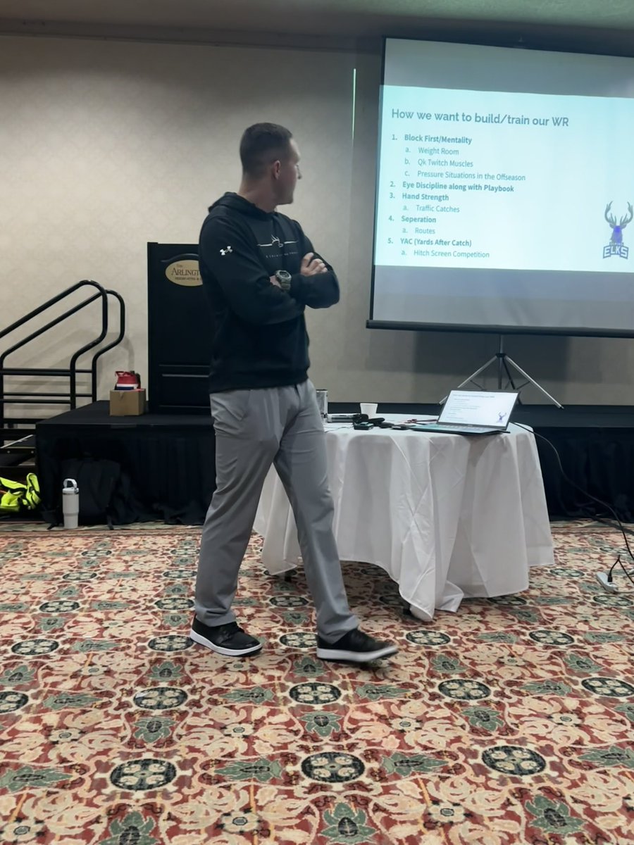 Another great <a href="/ArFCAArkansas/">ArFCA Arkansas</a> Clinic. Thank you to the board and <a href="/FBCoachWilliams/">Coach Jeff Williams</a> for the opportunity to share what we do at Elkins. Our staff was also awarded the 4A staff of the year.