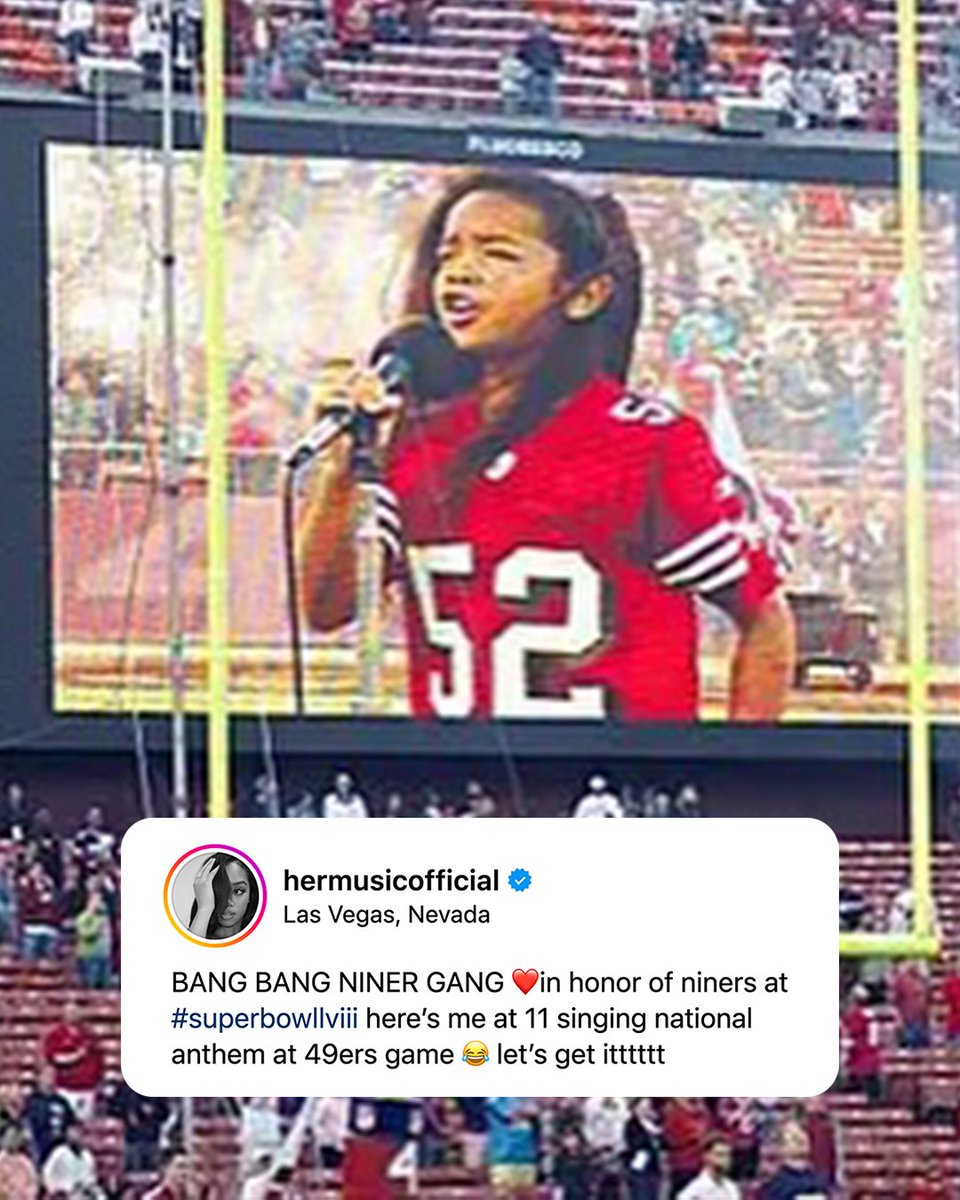 From performing for the 49ers at 11 years old to performing at #SBLVIII, H.E.R. is HER 🙌

(📸 <a href="/HERMusicx/">H.E.R.</a>)