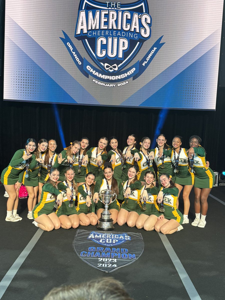 Your 2024 ACC National Champions.  They placed 1st out of 20 teams earning the title of Natty Champs.  The Game Day team placed 2nd in the Nation. Both teams did amazing. <a href="/TheCoyoteWay/">CypressCreek</a> <a href="/CCHSCheer3/">CCHS Cheer</a>
