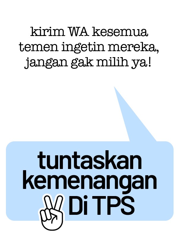 Btw bro, PASTIin Kita02JUARA  mendapat kemenangan membutuhkan tekad yang tangguh dengan selalu bekerja keras.

#Kita2RabuBIRUinTPS
KALAHkan TukangFITNAH