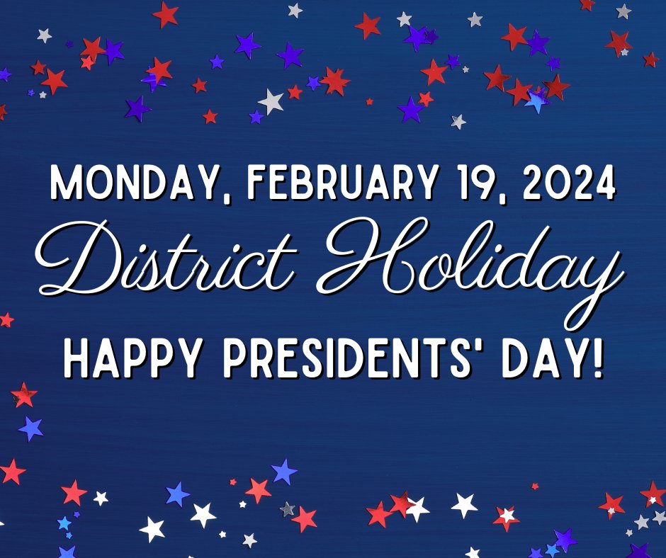 🇺🇸 DISTRICT HOLIDAY REMINDER: All Huntsville ISD Campuses & Facilities will be CLOSED on Monday, February 19, 2024, in observance of the Presidents' Day holiday. Please make any childcare arrangements needed since there will be no school that day.