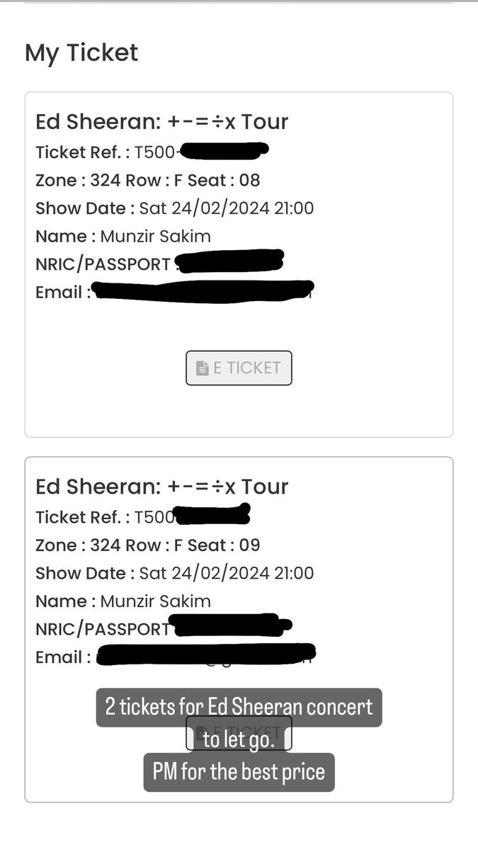 2 ticket utk let go. PM for best price