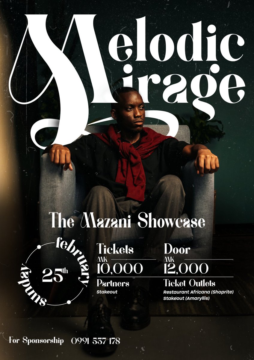 iam_Mazani's tweet photo. I present to you my second project and my first solo showcase.

MULENJI - 12•02•24

Melodic Mirage: A Mazani Show case - 25•02•24 https://t.co/NK4LyKiQGJ