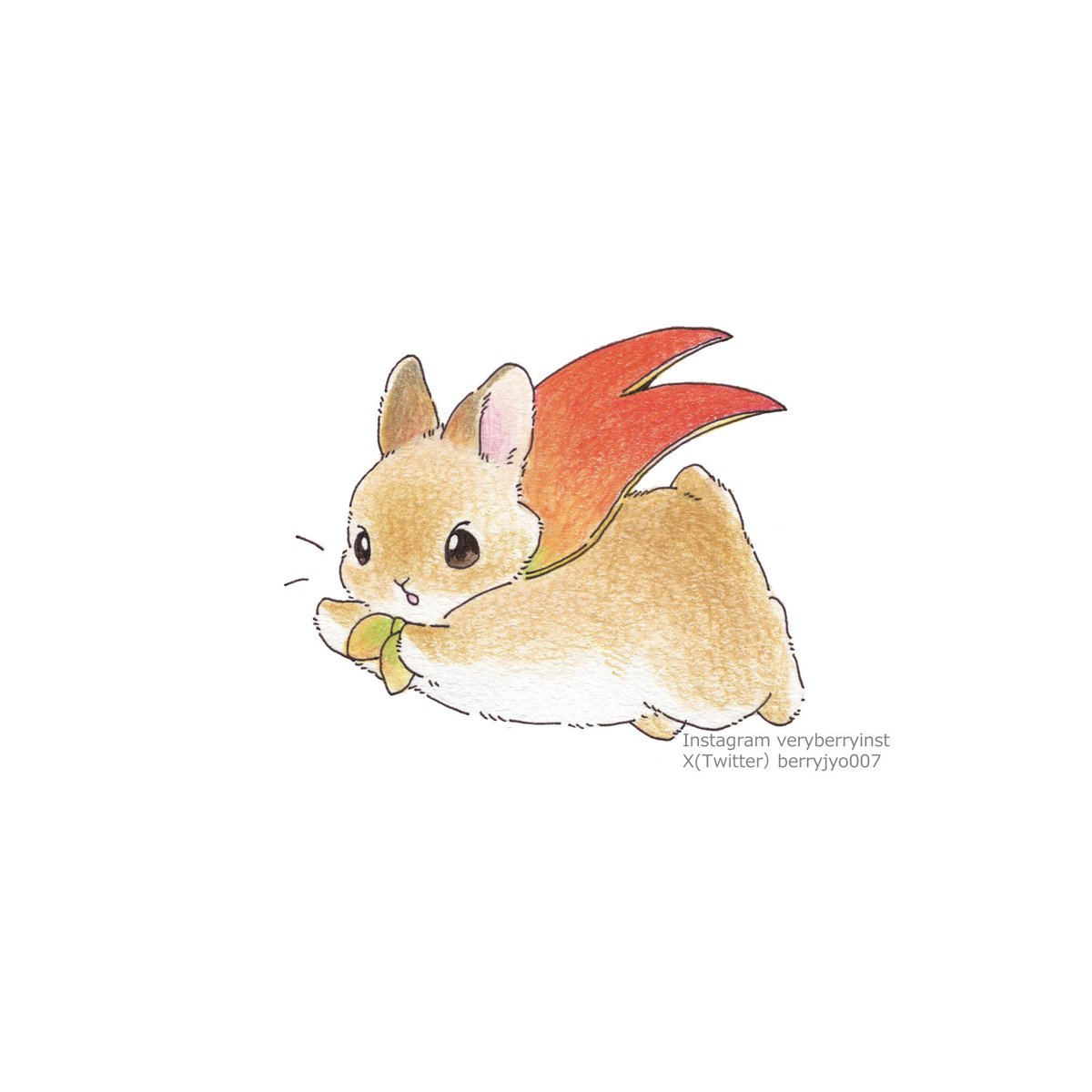 「みんなのヒーローすーぱーうさリンゴ\ ぴゅーん / 」|VeryBerry うさぎ星さん4/8-9出展のイラスト
