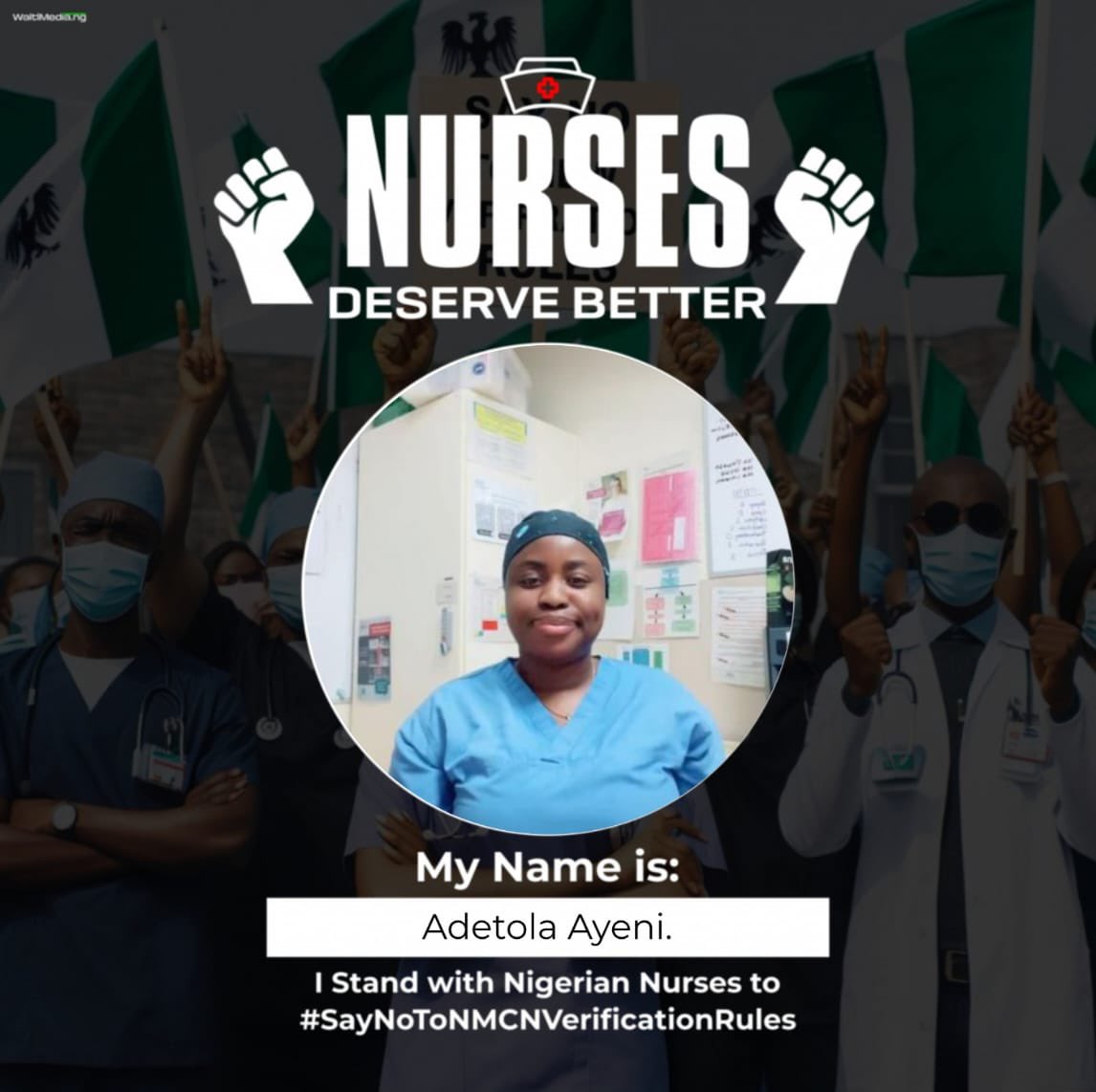 Detolah_'s tweet photo. Please support us as we undergo our Nurses reform protest rally today. 

#NotoNMCNverficationrule https://t.co/fEZdH8FePN