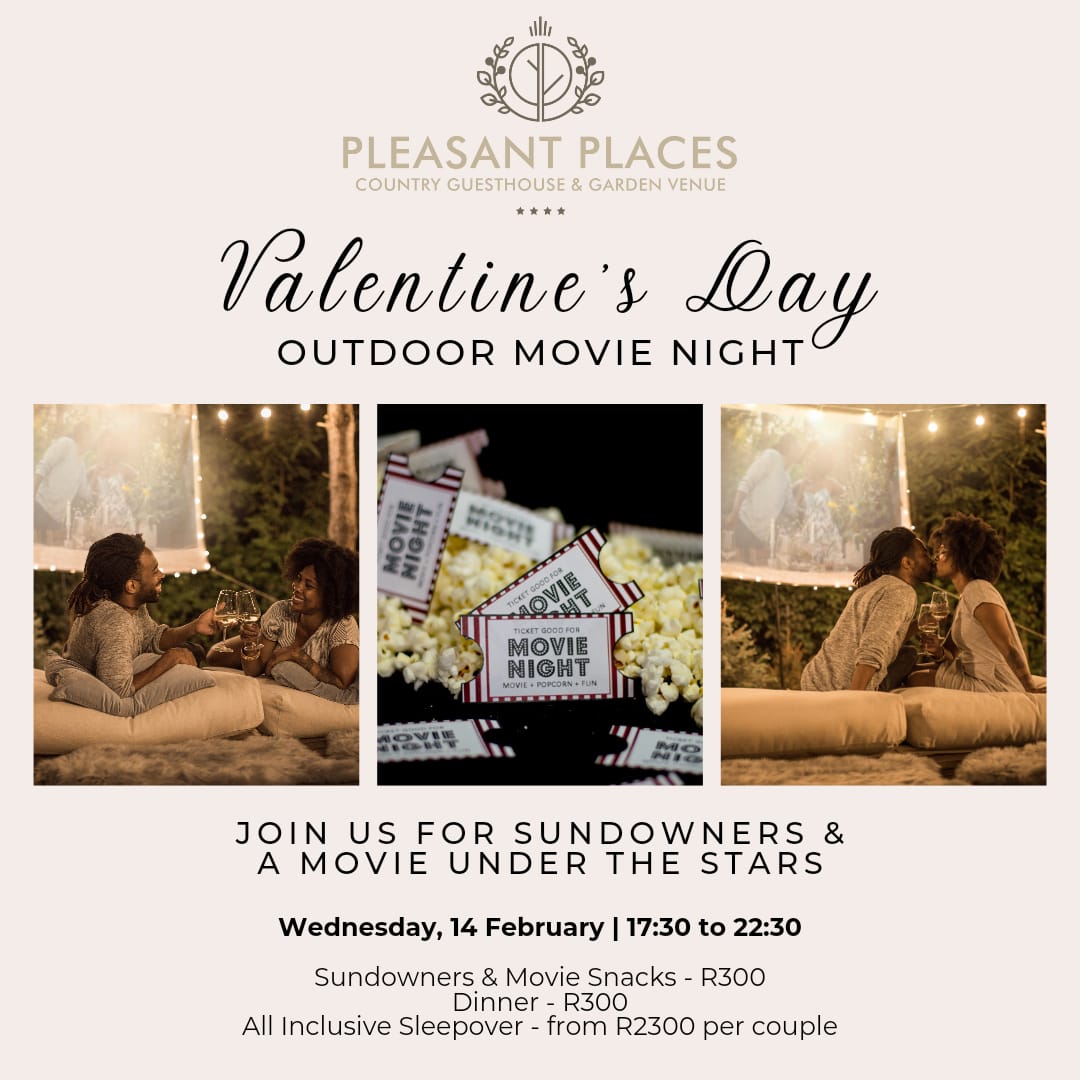 Try something different this Valentine's Day, with an outdoor movie night experience at the beautiful PLEASANT PLACES! 😍