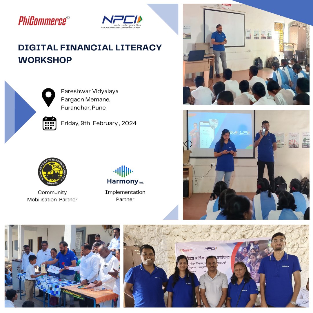 PhiCommerce's tweet photo. PhiCommerce has successfully conducted a digital financial literacy workshop for the children at Pargaon Memane village in Pune.
@NPCI_NPCI, Harmony INC, @SamparcIndia
#financialinclusion #financialeducation #digitalindia #financialliteracy #digitalliteracy #lifeatphi https://t.co/x3wYucC75U