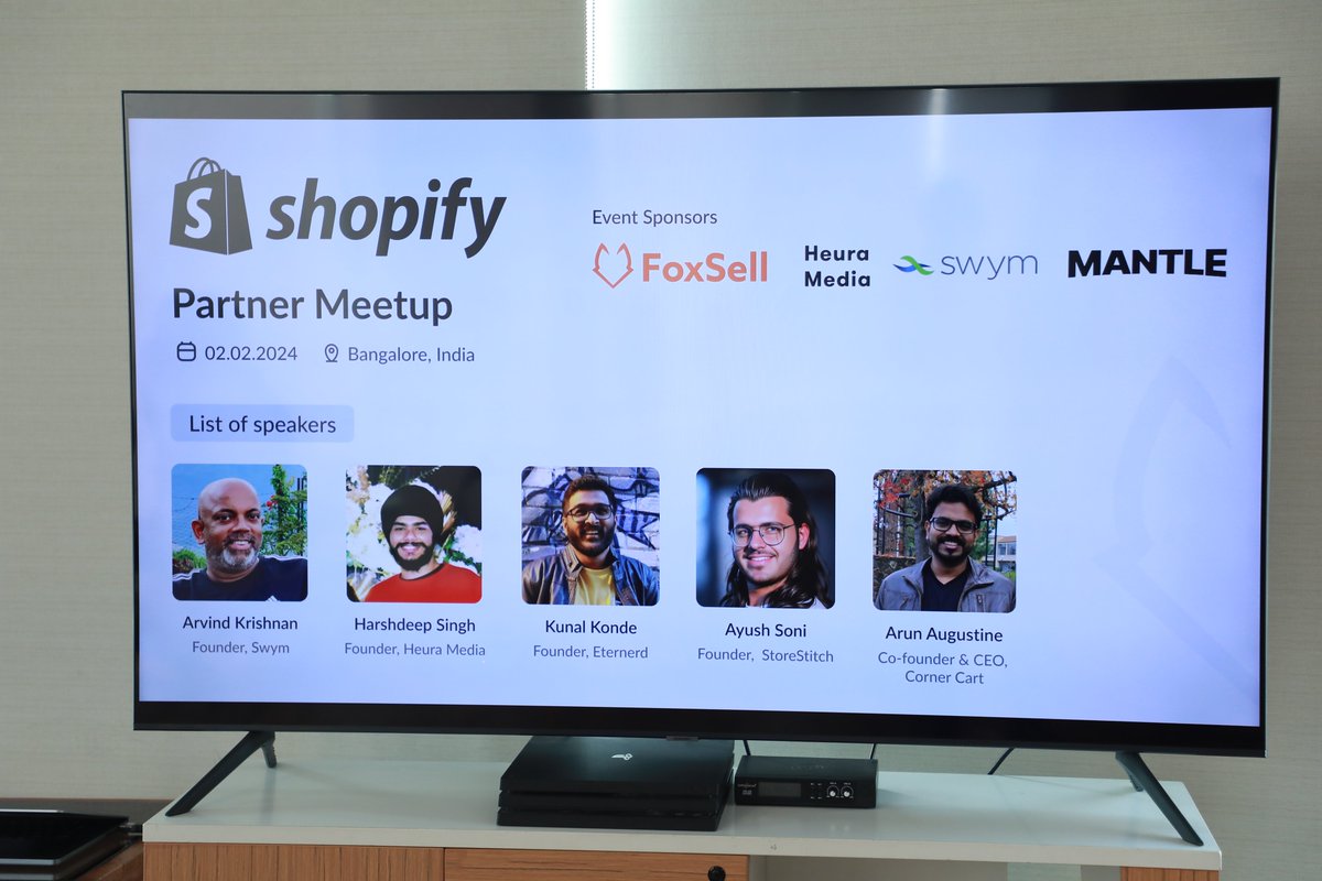 PrakharS96's tweet photo. Hosted an incredible unofficial @Shopify Partner Meetup! 🚀 A major milestone for @foxsellapp with amazing turnout & insights. 

Grateful for the support from our sponsors (@adhithya_vijai, @kinngh, @swymit , @heymantle)  friends, and speakers (@arvindax, @kinngh, @eternerd, @ayushsoni1001, @arunaugustine). Special shoutout to @tryeventhq for the perfect venue & @gareebdesigner for top-notch merch. Stay tuned for future events! 

#ShopifyPartnerMeetup #Gratitude 🦊👋