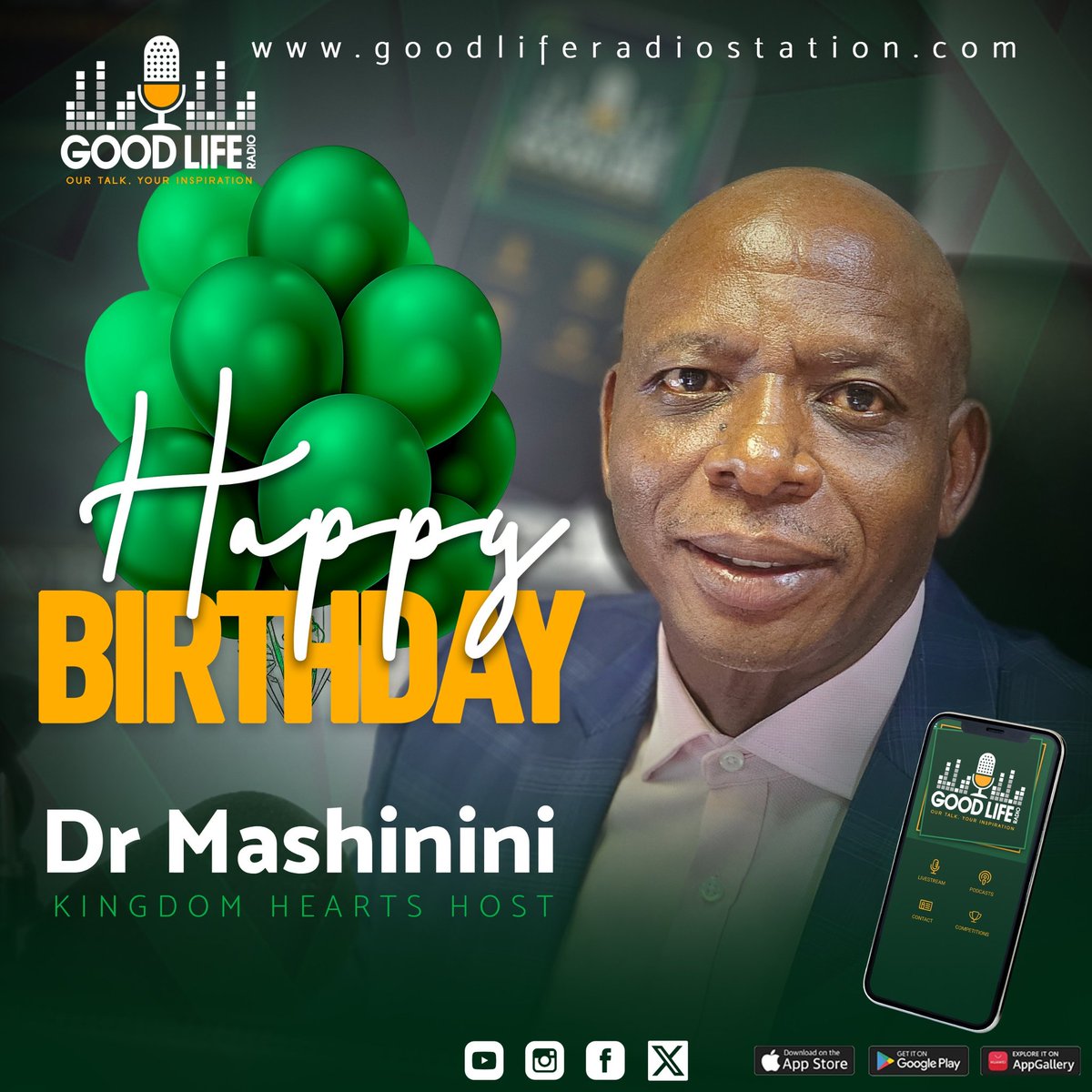 GoodLife_Radio's tweet image. Our Co-founder Happy Birthday Apostle Mashinini MJ. 

Wish you all the blessings 🙌