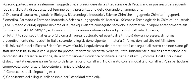 Offerta di lavoro per Assegnista di ricerca con selezione pubblica

Sede: Biella
Durata: 2 anni
Tema: Estrazione di proteine da fibre animali, electrospinning e 3D printing per bendaggi a base di nanofibre e loro caratterizzazioni

Link al bando: urp.cnr.it/node/1272