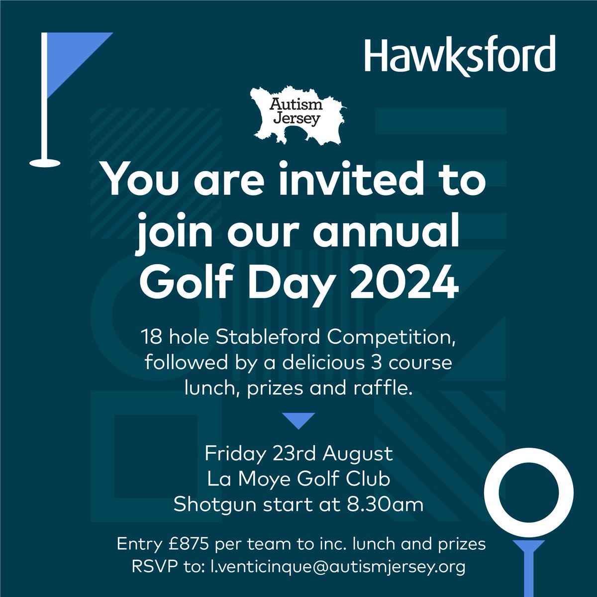 We are thrilled to announce that our annual Golf Day fundraiser is back! ⛳

Sincere thanks to <a href="/HawksfordGroup/">Hawksford</a> for their continued support and sponsorship 🙏

We still have some team spaces available! 

Get in touch with us today 💙

#golfday #jerseyci #autism #communitysupport