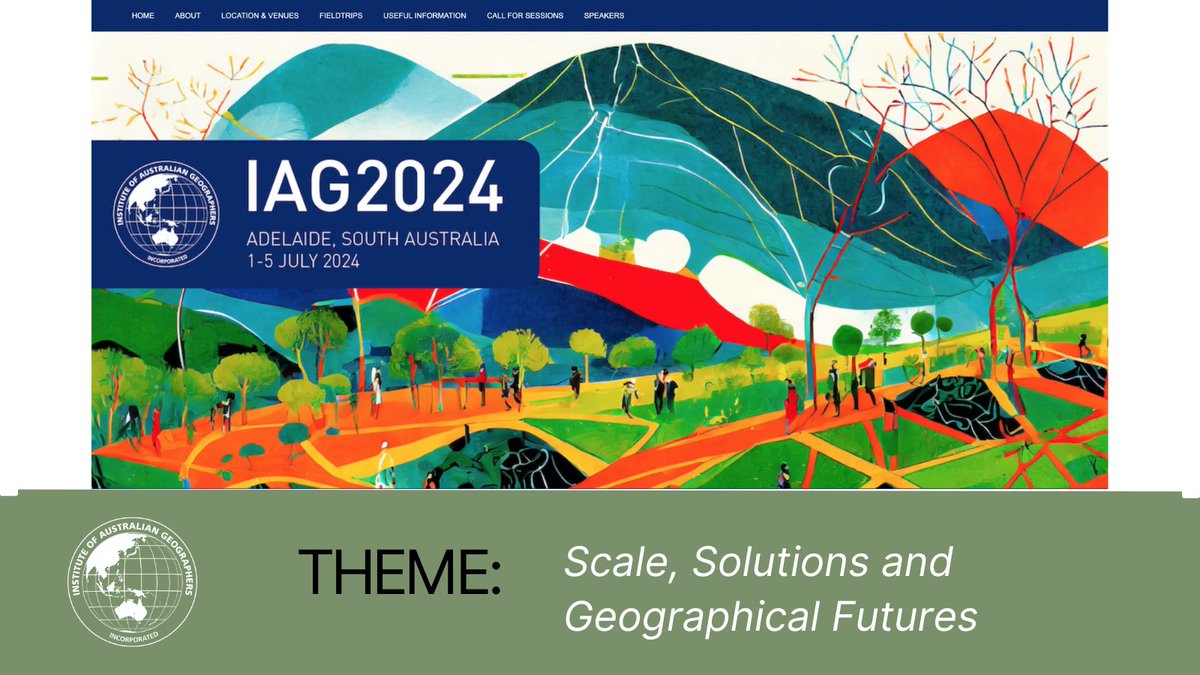 The IAG’s annual conference is the premier Australian geography conference. 1–5 of July 2024. University of Adelaide. IAG2024 Conference Website Now Live: bit.ly/3UApve8 #Geography #GeographyAustralia #IAG2024