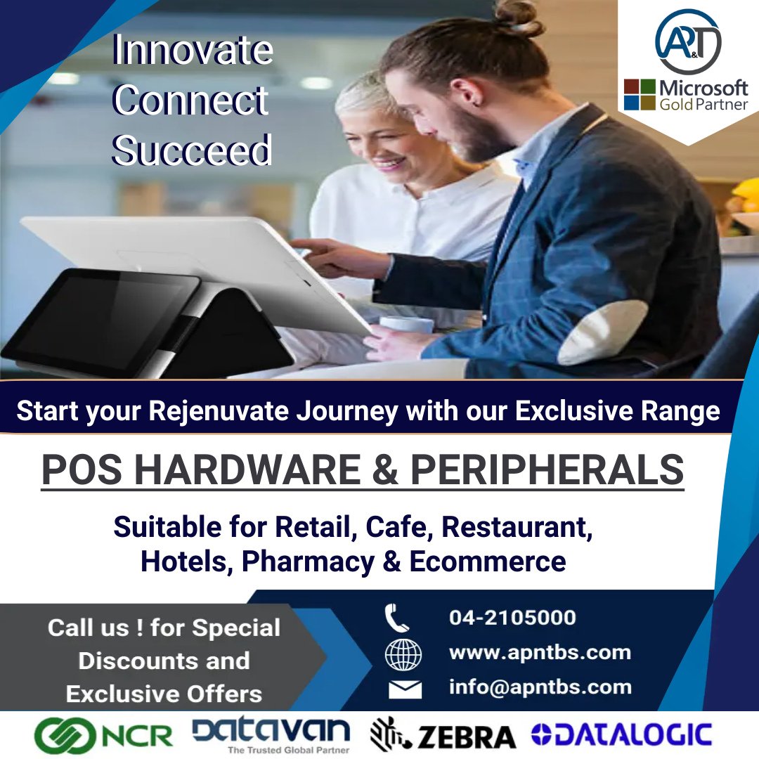 apnt_business's tweet photo. AP&T Offers POS Hardware & Peripherals
Get in Touch for Special Offers & Package Deals !
πCall Us :042105000
πVisit Us: https://t.co/1J4OWRYEe0
π§Email Us : info@apntbs.com
#poshardware #posmachines #hardware #pheripherals #selfcheckout #Datavan #ncr #Retail #hospitality #pos https://t.co/cOB8cxItZw