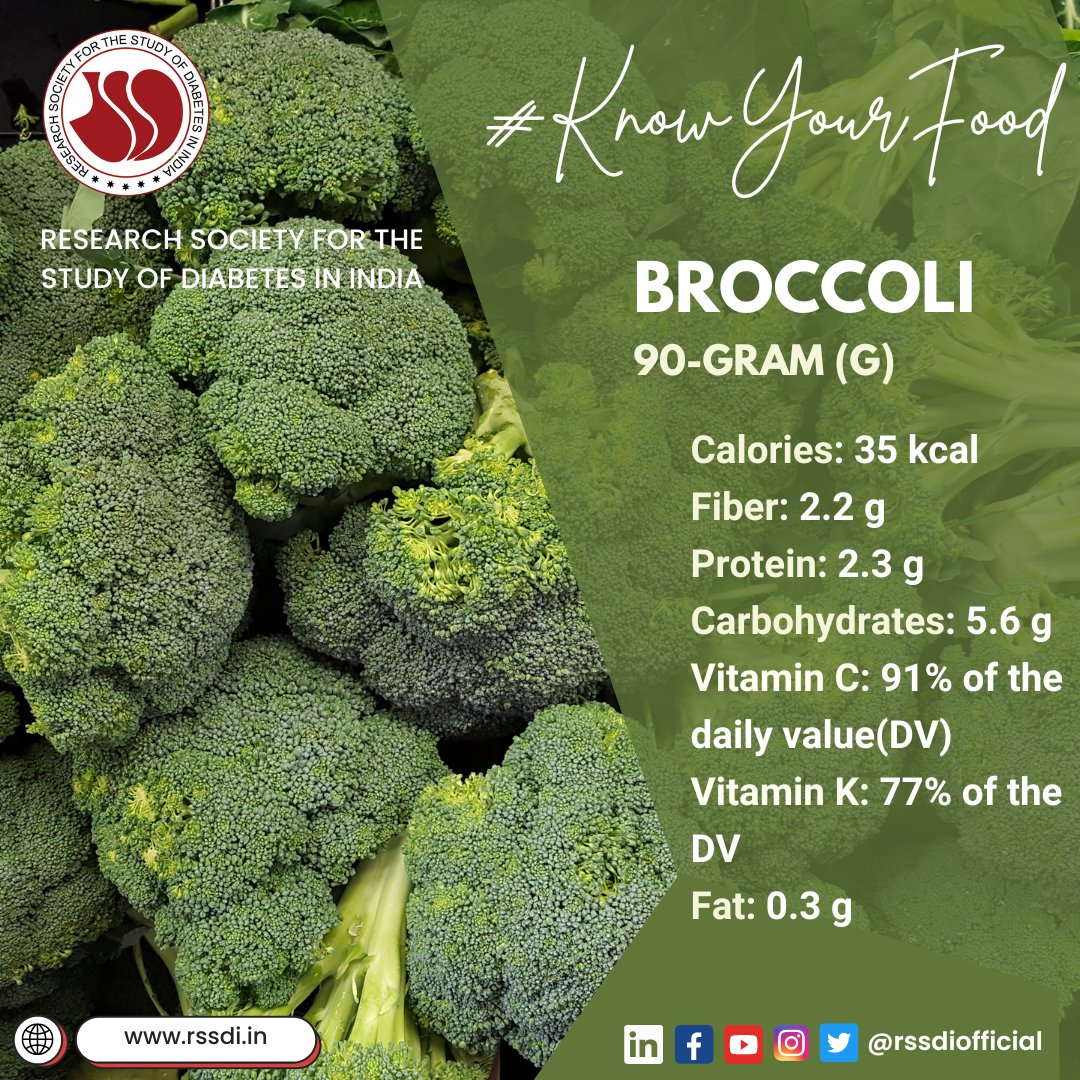 Green Goodness Unveiled! 🥦 #Broccoli, a powerhouse of nutrients, is here to steal the spotlight. Join our Know Your Food campaign and discover the incredible health benefits packed in this vibrant veggie. 🌱🥦 #RSSDI #KnowYourFood #NutrientRich #BroccoliBoost #HealthyChoices