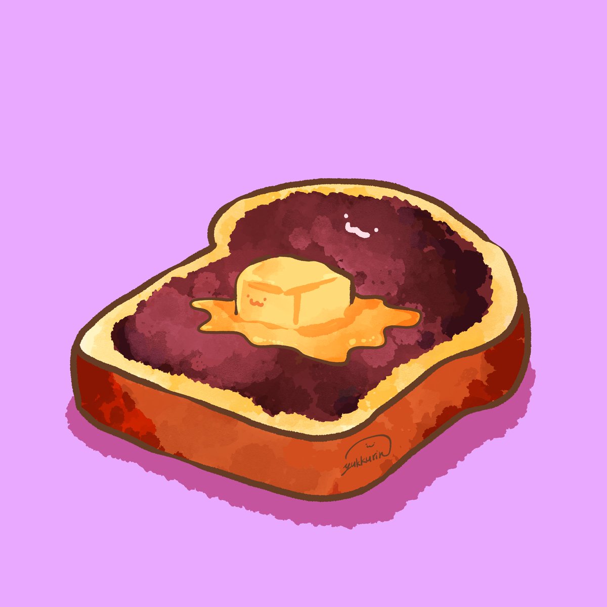 あんバターリメイクしてみた🍞🧈
#もりのきっさてんまろん #食べ物イラスト #ゆるいイラスト #illustration