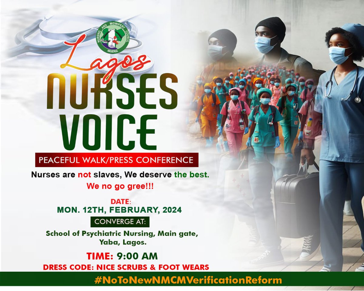 ogunmusi's tweet photo. Day 6

Dear General Public,

Stand with Nurses today. 

We need your support as we walk against oppression.

We need your support as we walk against bad policies. 

We need your support as we firmly reject Modern Slavery. 

We need your support to say #NotoNMCNverificationrules https://t.co/oYmU8OYOgb