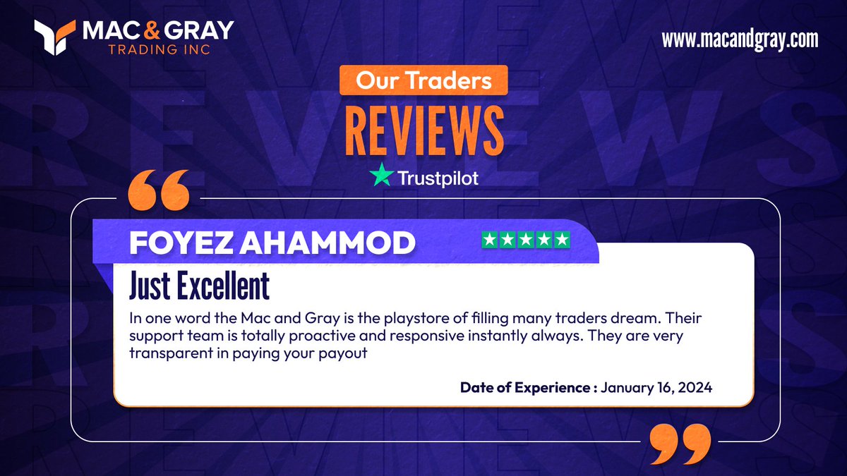 MacandGrayfx's tweet photo. Curious what's the review of our propfirm? 🤔
Well take a look at the praise pouring in from our valued traders! 🥰
Discover why they rave about our platform
#MacAndGray #forex #tradingforex #reviews #proptrading #propfirm https://t.co/iFVUSy05GI