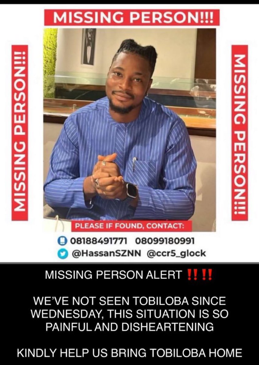 Please this is day 6, and we still can’t find Tobi. Please let’s retweet 🙏🙏🙏