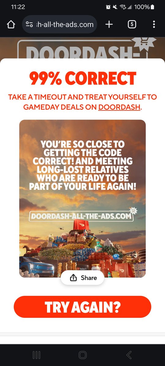 SandyWolf139653's tweet photo. @DoorDash I'm sooooo close https://t.co/57taqRMk9n