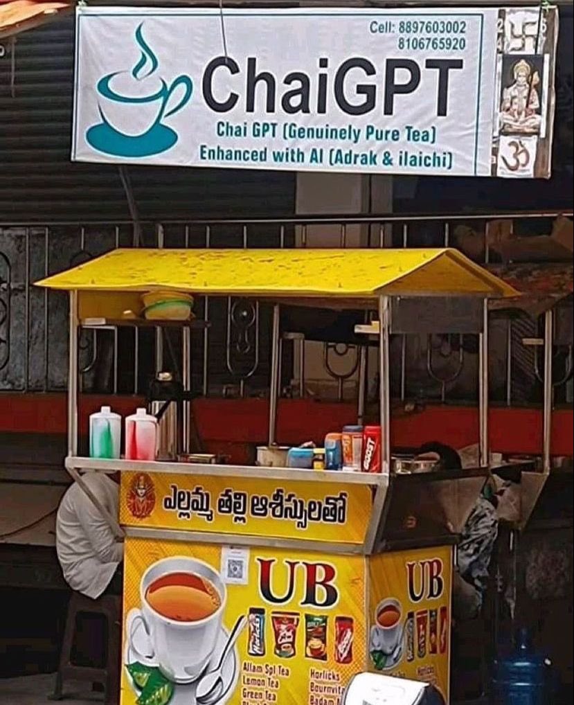 arunbothra's tweet photo. GPT chai. With added AI 😅 https://t.co/e9ssilFv5E