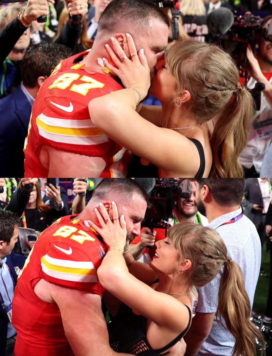 updateswiftbr's tweet photo. Taylor Swift &amp; Travis Kelce! ❤️‍🔥
#SuperBowl https://t.co/8QjfLc8LTC