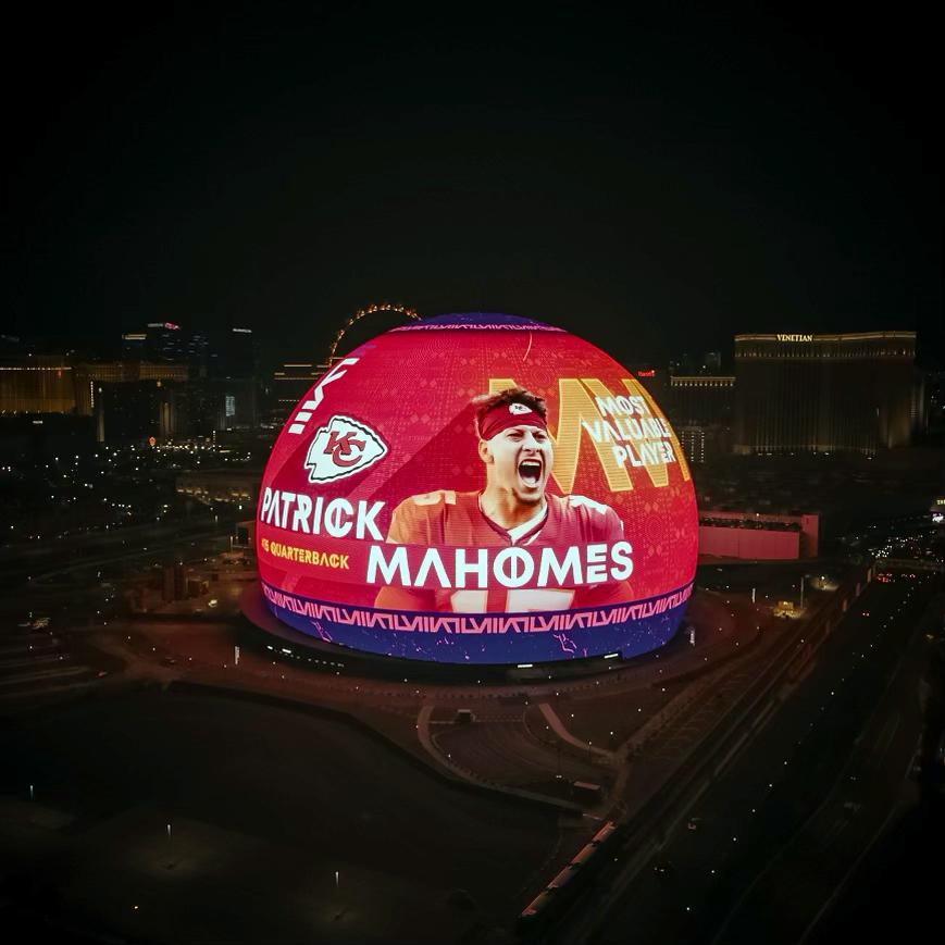 NFL's tweet photo. Super Bowl MVP!! @PatrickMahomes @SphereVegas https://t.co/l2jcU8R1j5