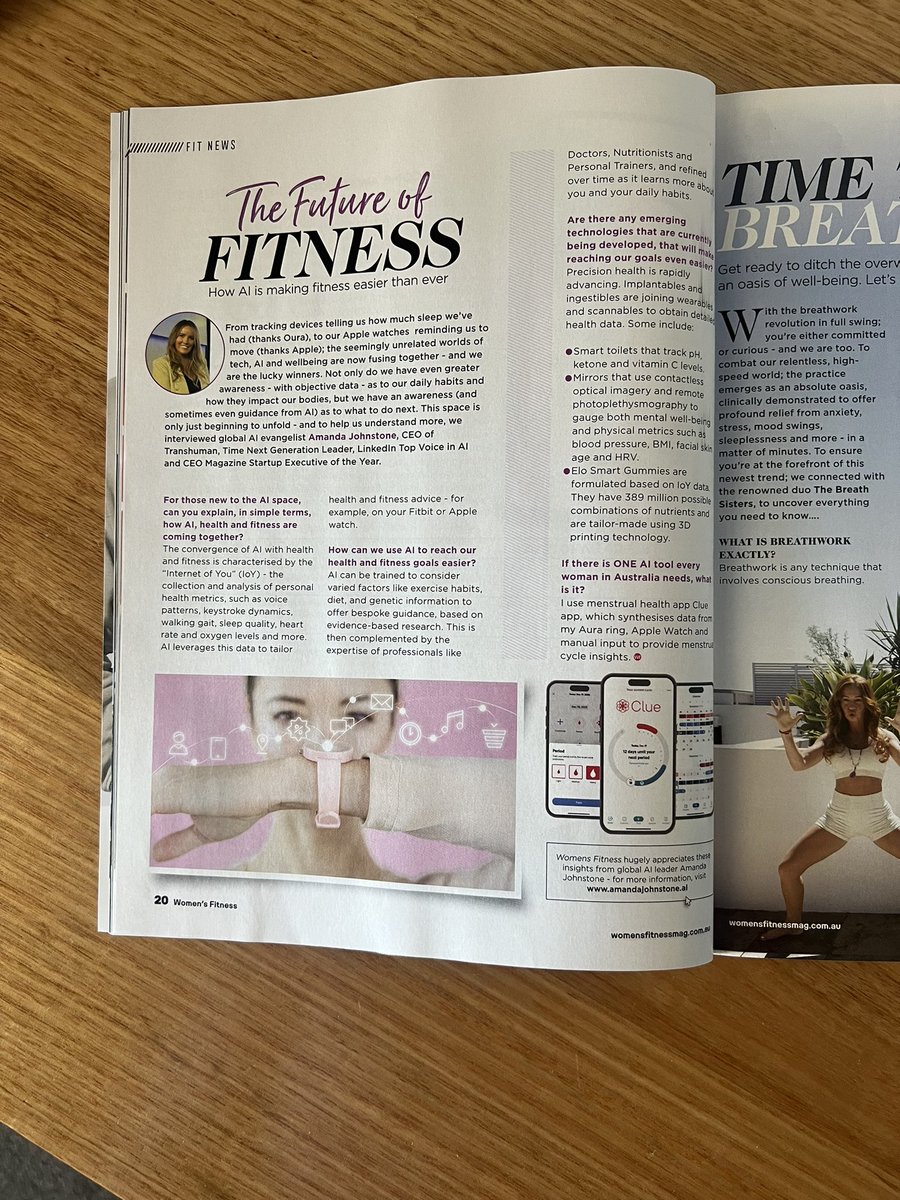 Sharing about the intersection of #AI, the #InternetofBodies and Health / Fitness with Women’s Fitness Magazine
