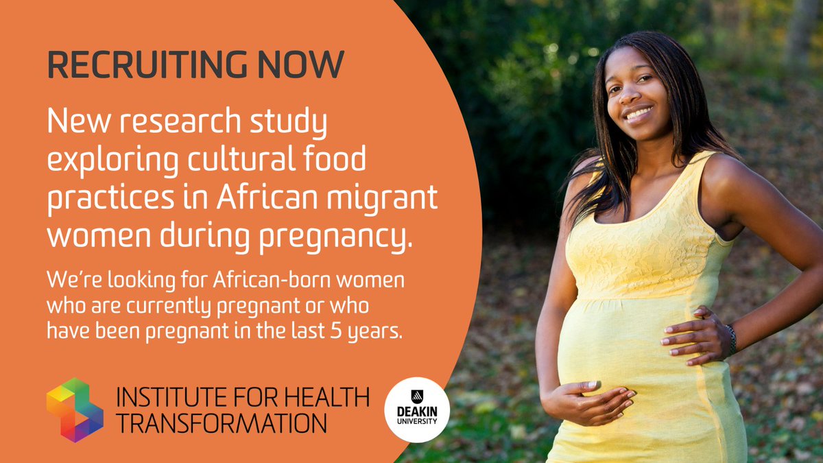 Help us understand cultural food practices in African migrant women during #pregnancy and receive $70. We are conducting a #research study to explore the cultural food practices that African migrant women engage in during pregnancy in Australia. deakin.au/3HSbeSv