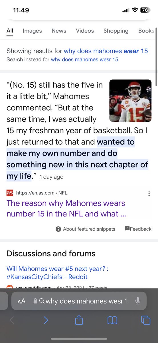 ctrlnarrative's tweet photo. Why does Patrick Mahomes wear number 15?

“I was actually 15 my freshman year of basketball, so I just returned to that.”

Who was Patrick Mahomes’ favorite basketball player?

Carmelo Anthony, #15 on the Denver Nuggets https://t.co/EXMXcvuNR8