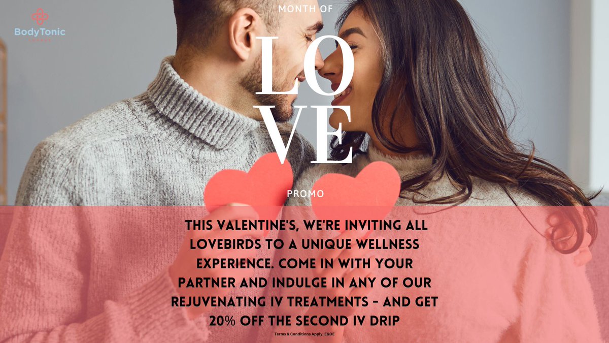 This exclusive offer is your chance to share the gift of well-being with your loved one. 💑 Hurry, this special promotion is only valid until 18 February. Book your session now and make this Valentine's unforgettable at BodyTonic Lounge! #MonthOfLove #WellnessTogether