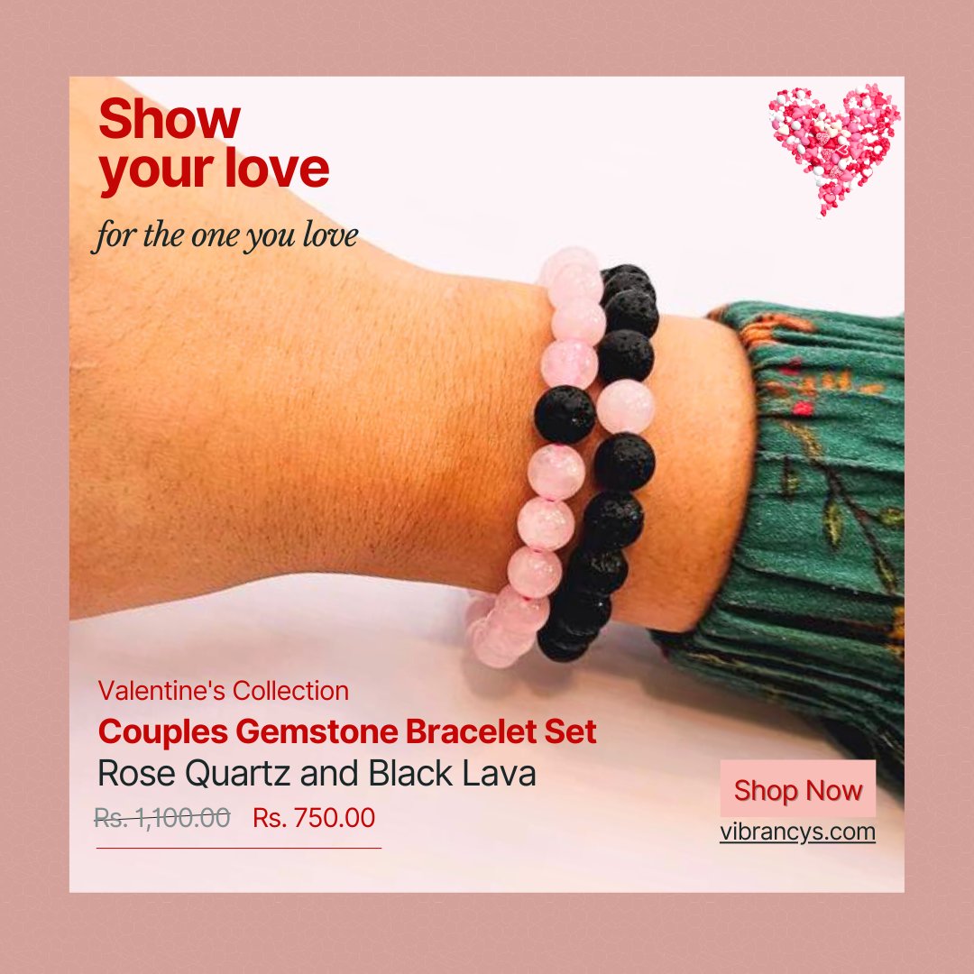Valentine’s Day Gemstones Bracelets to Celebrate Love With Colors 💗🎁vibrancys.com/collections/ge… 
#vibrancys 
#couplebracelets #braclets #rosequartzbracelet #blacklavabracelet #matchingbracelets #valentinesjewelry #braceletbeads #valentinesgift #tweetme