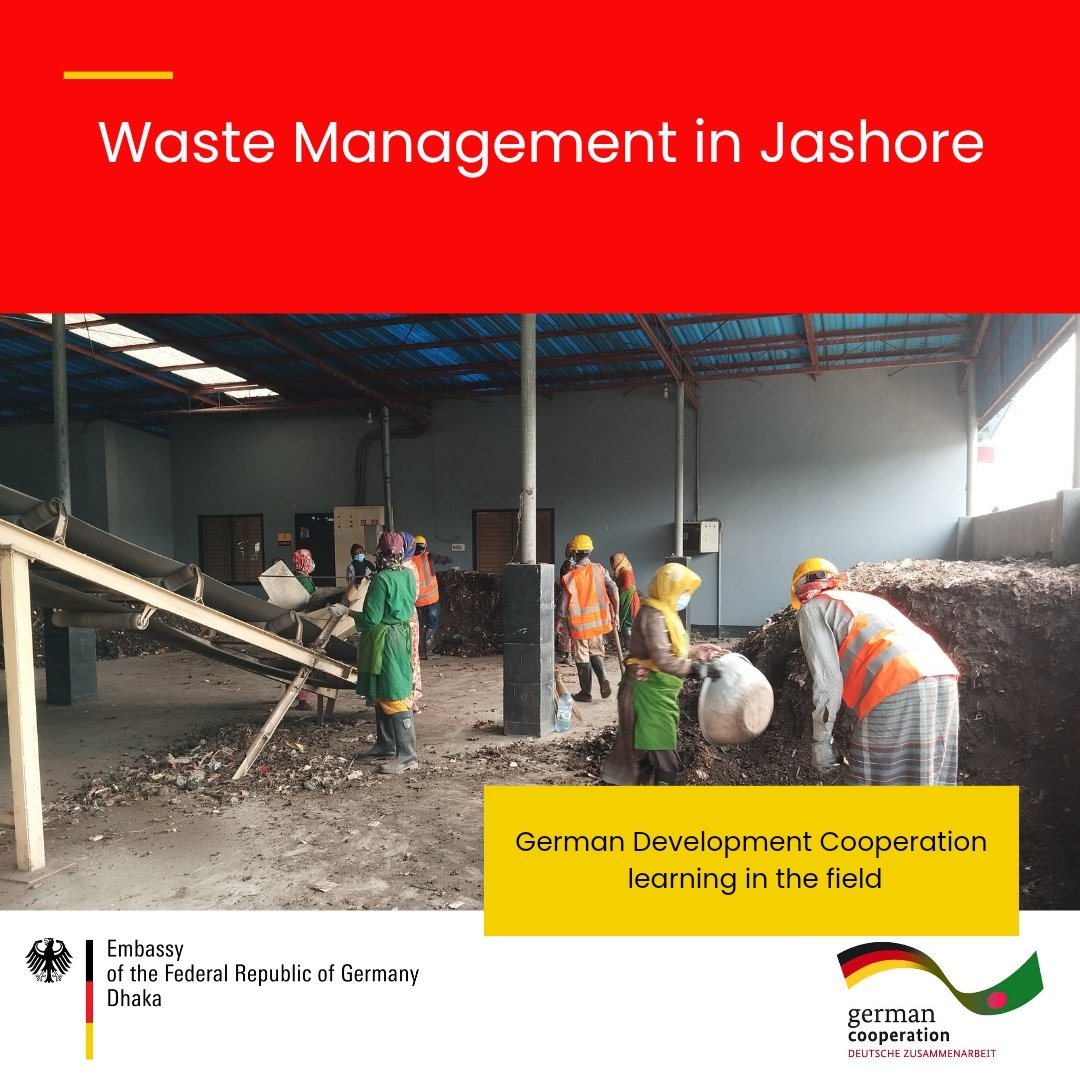 GermanEmbassyBD's tweet photo. #developmentdienstag
The city of Jashore took remarkable steps towards circular waste management. A team of German Development Cooperation visited 🇧🇩´s first of its kind resource recovery facility developed in Jashore. Progressively 🇧🇩 moves towards circular economy! https://t.co/vIBBOvUuiJ