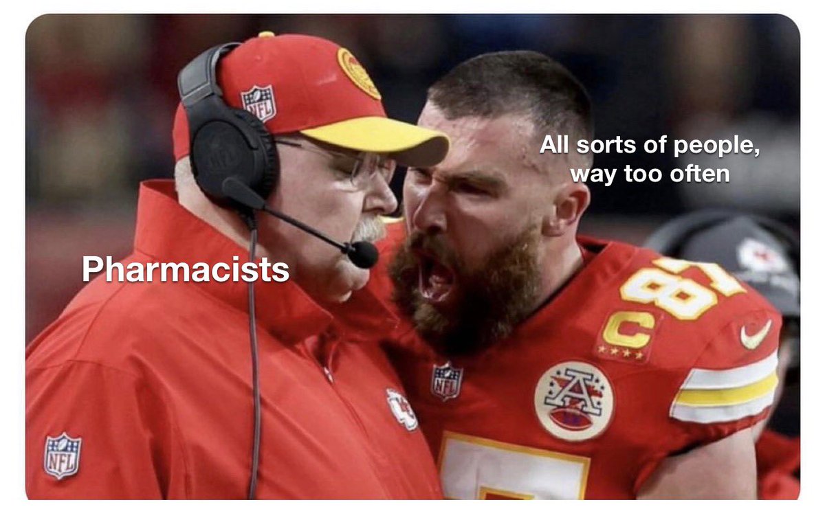 IDstewardship's tweet photo. 🫣 Here is where my brain went on this meme picture. I’ve been yelled at by so many people in my career as a pharmacist/ intern, it’s sad. Patients, physicians, nurses, other pharmacy professionals, etc. 

Not that I did something and deserved to be yelled at, more like I just happen to 🎯 pick up that phone or be at that register that day. Am sure literally every pharmacy professional can relate. 

One time a lady even tried to bite me. True story. I managed to avoid her. 

It has been a while since anyone yelled my way, so that is a nice thing I guess. 

Lesson? Don’t take it personal. It’s not okay, but usually it’s not your fault when people act out of frustration.