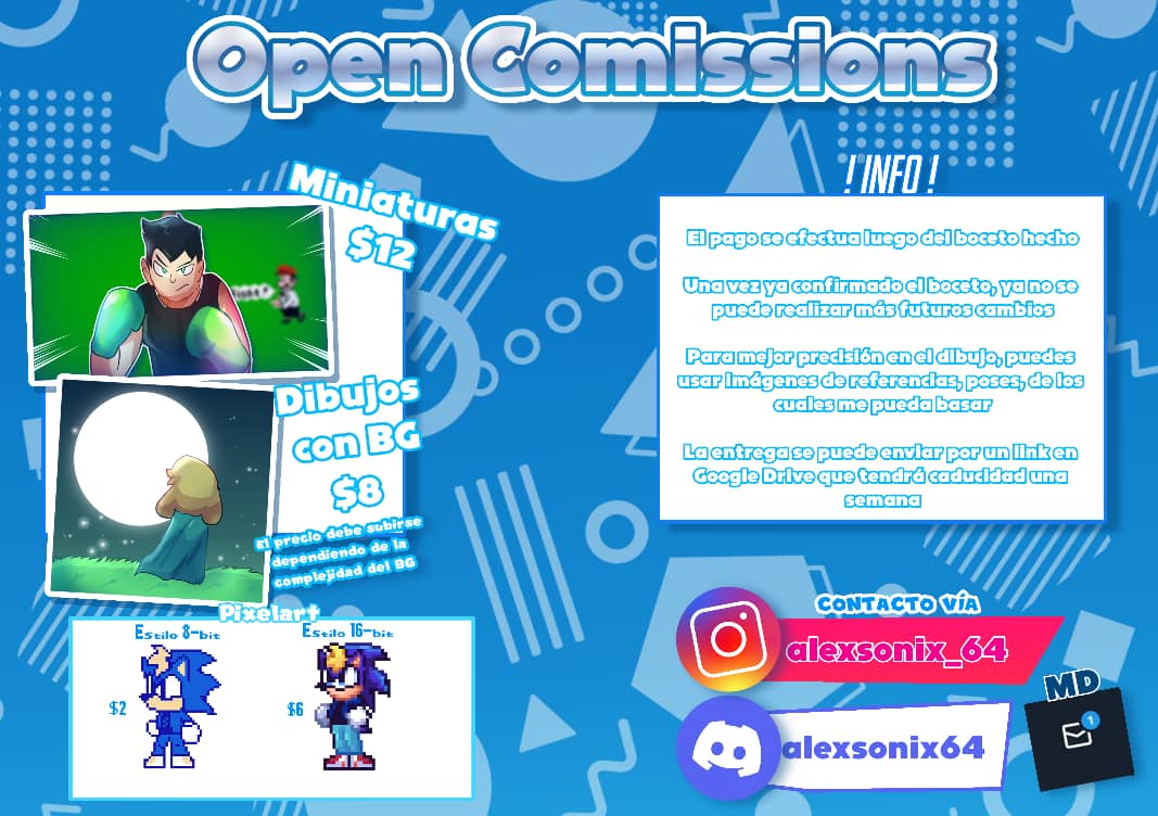 alexsonix64's tweet image. ⚡ Tabla de comisiones actualizada ⚡
+ nueva ficha de OC
Cualquier duda que tengan estaré al tanto en los MDs
RT y Fav se agradece 🫶
