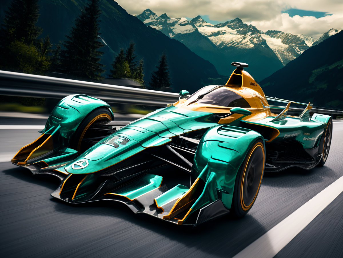 fushelope's tweet photo. "A Futuristic Formula Car Race in the Swiss Alps"  

#F1 #AIArt #Midjourney https://t.co/NC0ZDCtxAb