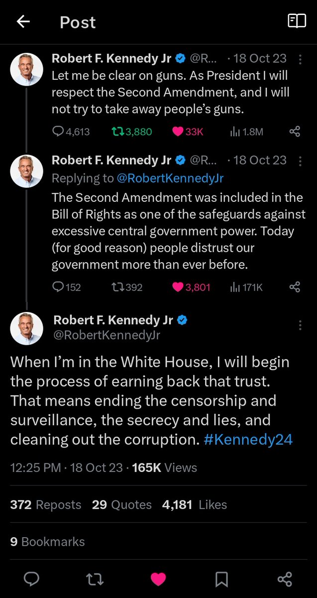 A lot of people still don't seem to know Robert F. Kennedy Jr. #2A views so I'm just gonna leave this here
#Kennedy24 #DeSantis2028 #Vivek2028 #HealTheDivide #DeclareYourIndependence #RFKJR