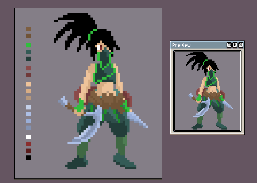 learning #pixelart with some #Akali 

 #LeagueOfLegends #aseprite