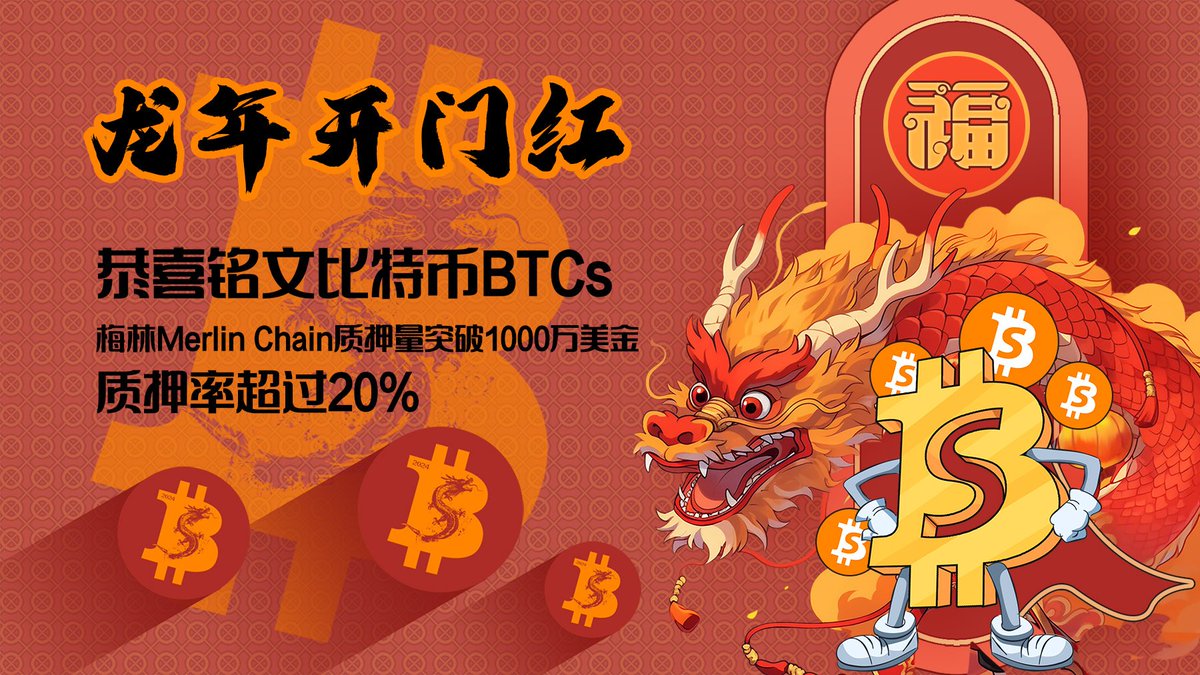 🎉龙年初三
$BTCs Merlin质押实时播报：
铭文比特币 $BTCs 质押总量占比突破20.17%!  🔥 质押总量突破423w! 🔥

在铭文资产中质押占比第一! 🏆
BTCs ❤️ Merlin 革命友谊! 

一般来说，质押比例越高越能体现社区的凝聚力以及质押者对持有币种的信心，长期看好。
<a href="/MerlinLayer2/">Merlin Chain</a> @BitmapTech