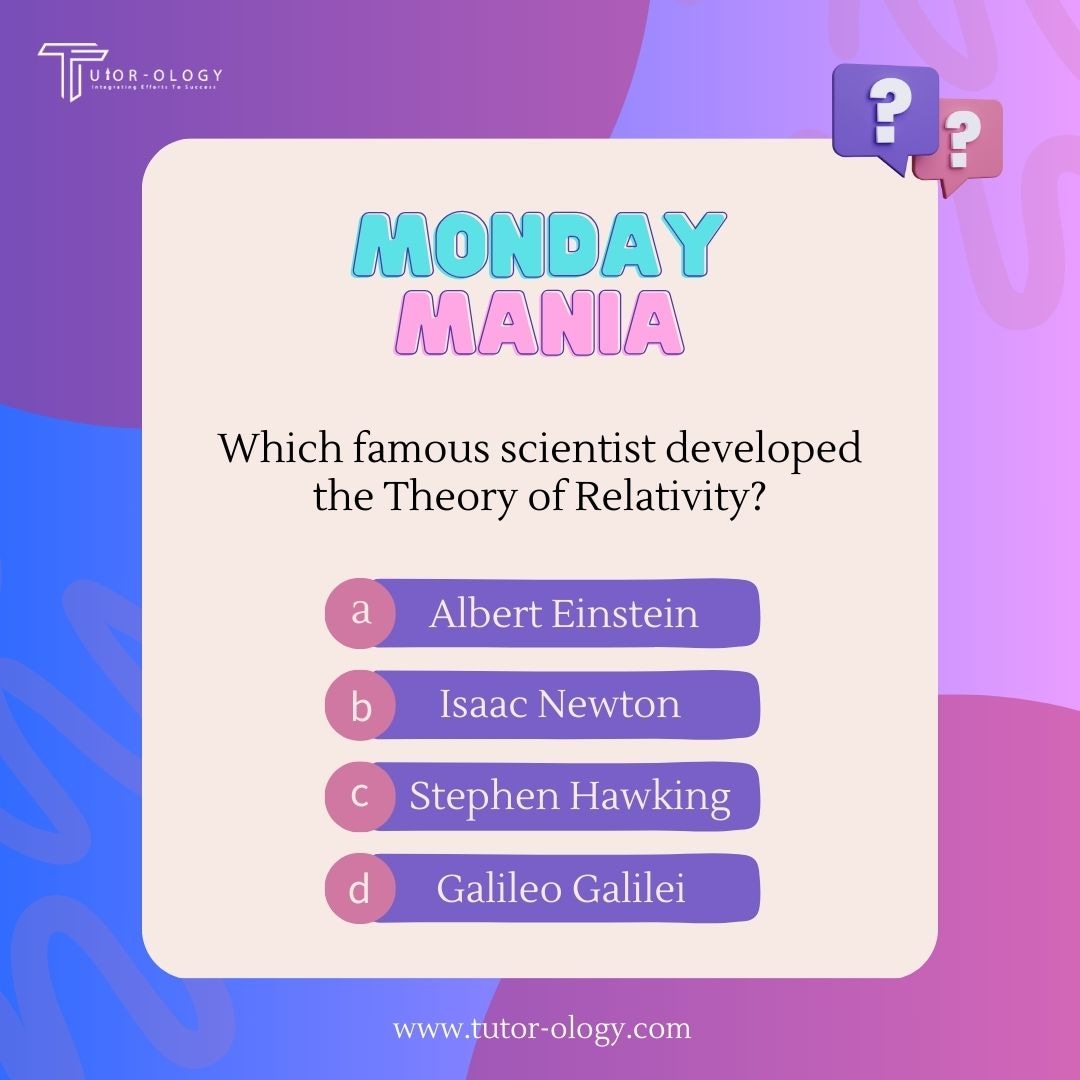 Monday Mania Quiz Time! 
Can you answer this one? 🤔 Who developed the theory of relativity? 
Drop your answer below! ⬇️ 
£MondayManiaQuiz #ScienceTrivia #EinsteinGenius