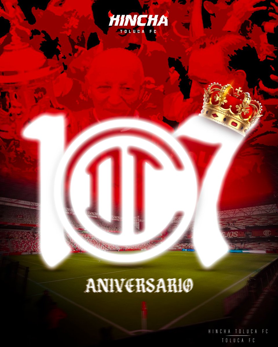 Amor, amor, amor, simplemente es lo que hay para mi equipo, ya son 𝟏𝟎𝟕 𝐚𝐧̃𝐨𝐬 de pasión eterna e incondicional ❤️🤍❤️ ¡Feliz cumpleaños, Club Deportivo Toluca! 👹❤️‍🔥 •12.02.1917 - 12.02.2024• #SomosDiablos #CL24 #SomosToluca #TolucaFC #DiablosTwitteros @TolucaFC