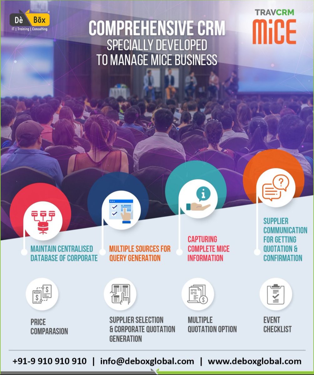 debox_global's tweet photo. A comprehensive CRM specially designed to manage MICE businesses.
Visit us: https://t.co/8DKhdq3aXR
#crm #software #travelcrm #travelsoftware #travelsoftwarecompany #travelagents #travelagency #besttravelcrm #deboxglobal #leadsmanagement #mice #micetravel #micetravelagency https://t.co/UHsyBoa4Xa