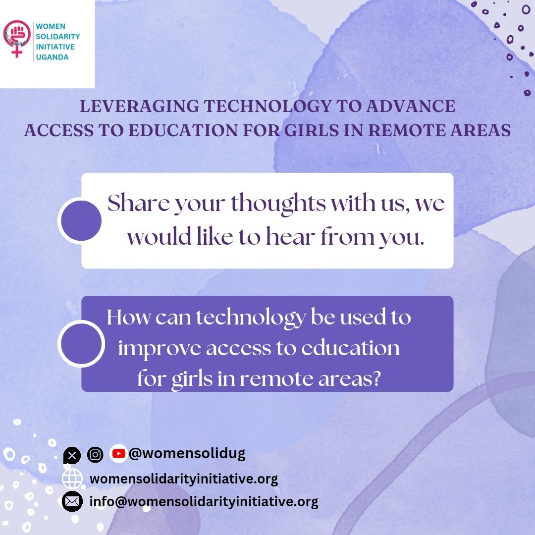 In remote areas, accessing quality education can be a daunting challenge, especially for girls. 

Share your thoughts on how technology can be leveraged to enhance access to education for girls in remote areas.

#girlchildeducation 
#WomenSolidarityInitiative 
#techineducation