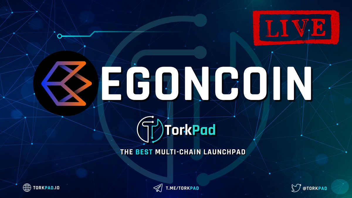 🔥 EgonCoin IDO IS LIVE NOW 🔥 Hurry up, our friends. The IDO is only open for 48 hours, so take this opportunity now or never! ✔JOIN NOW: torkpad.io/pool/egoncoin ⏰ DURATION: 12th Feb, 6 AM UTC - 14th Feb, 6 AM UTC *@EagleNetworkApp is under Autonomy IDO #TorkPad #EgonCoin…