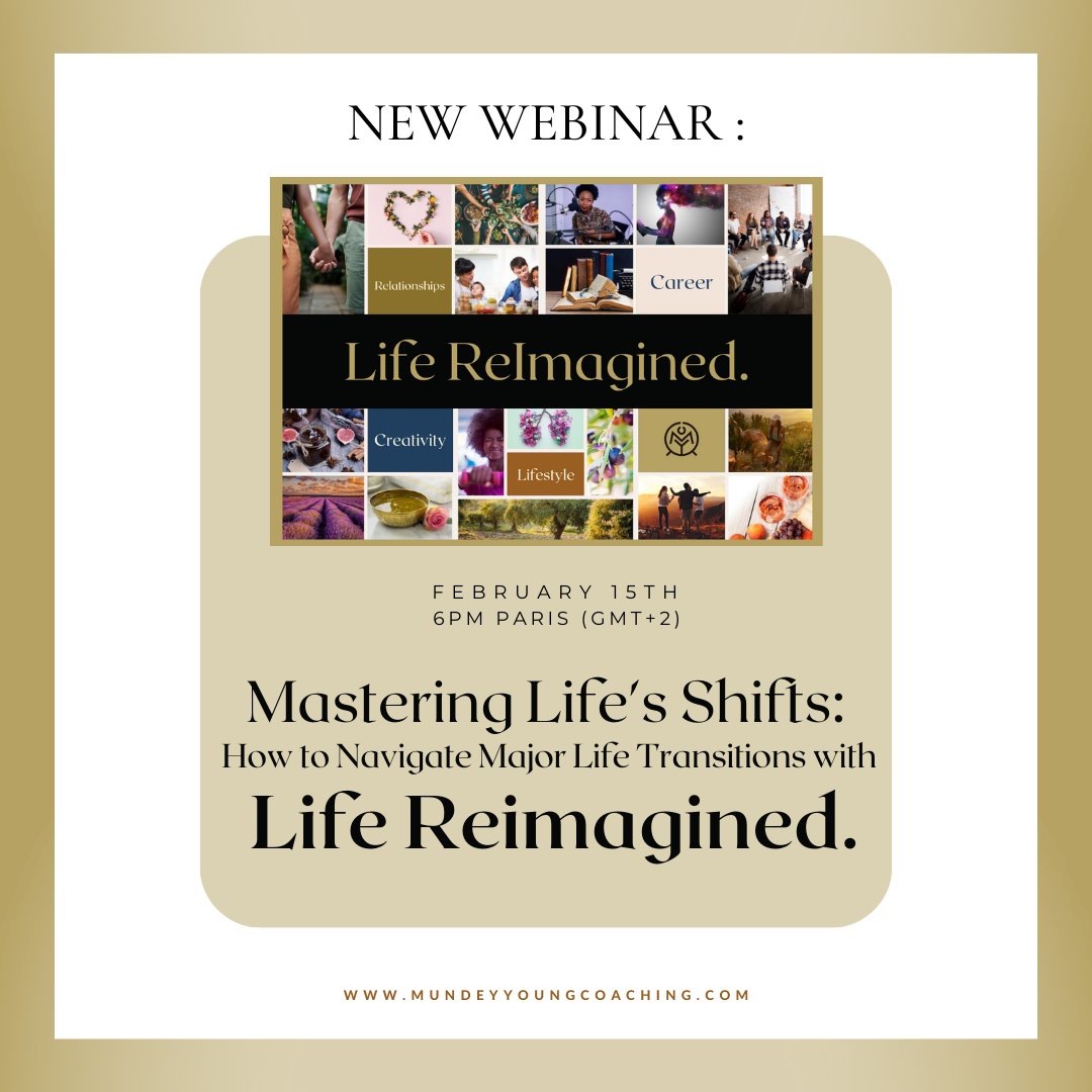 MundeyY's tweet photo. ✨ Exciting News!

Join me on Feb 15 at 6 pm Paris time (GMT +2) for my latest webinar: "Mastering Life's Shifts: Navigating Major Transitions with Life Reimagined." Explore the art of gracefully navigating life transitions and learn to embrace the beauty of transformation. https://t.co/ExUKxMVJg5