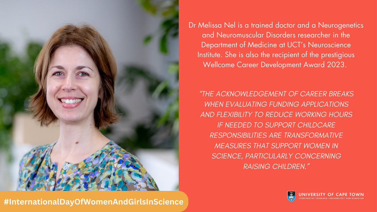 Commemorating @UN's International Day of Women and Girls in Science @UCT_news' Dr Melissa Nel said transformative policies, particularly for childcare, would contribute to achieving gender equality in #STEM. #WomenInScience