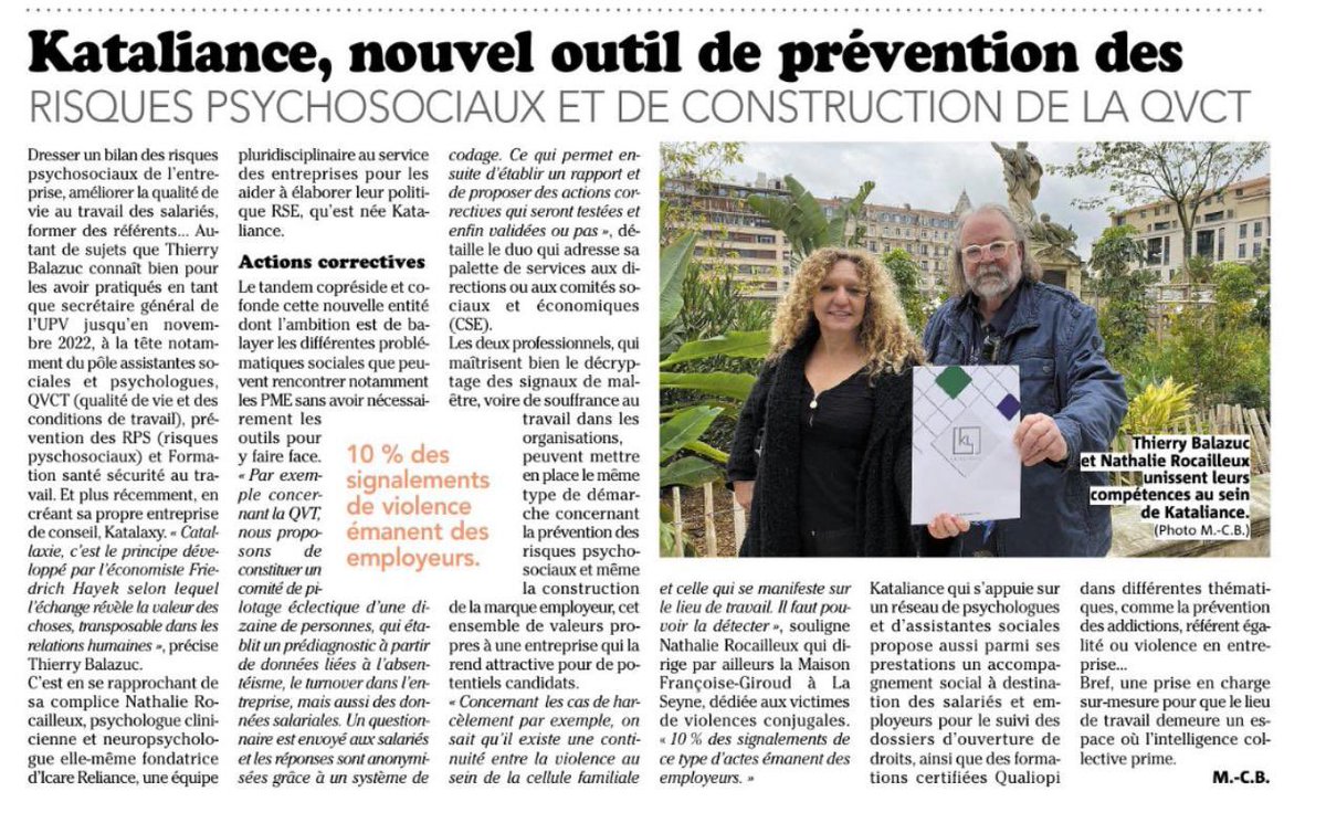 #kataliance au service des entreprises PME, TPE, associations, collectivités… 🚀
Des démarches durables et valorisantes :
#qvt #qvct Qualité de vie et des conditions de travail #rps 
#marqueemployeur 
#prevention #formation
+services
kataliance.com
<a href="/Var_Matin/">Var-matin</a>