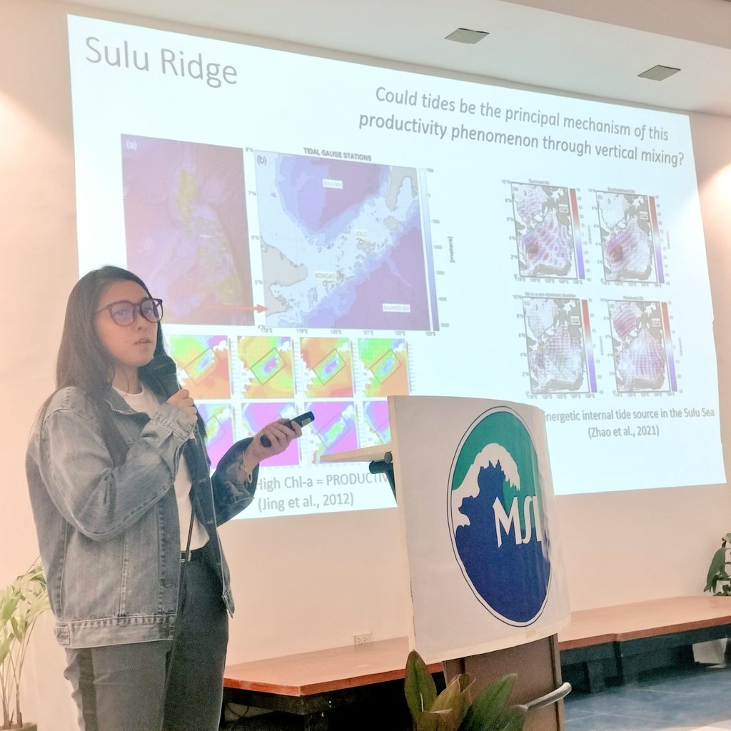 up_msi's tweet photo. Fiona Samantha Ajoc from the Physical Oceanography Laboratory takes the podium as the second presenter. https://t.co/tjGkmP8xwU