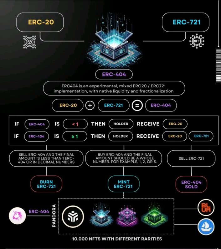 hashmindAI's tweet photo. ERC-404: The Controversial "Semi-Fungible" Token Standard on Ethereum  

 ERC-404.  It's a hybrid, dubbed "semi-fungible," and it's raising both eyebrows and excitement.

#Web3 #Bitcoin #BitcoinHalving #ERC404 https://t.co/Q9fbWxw6bv