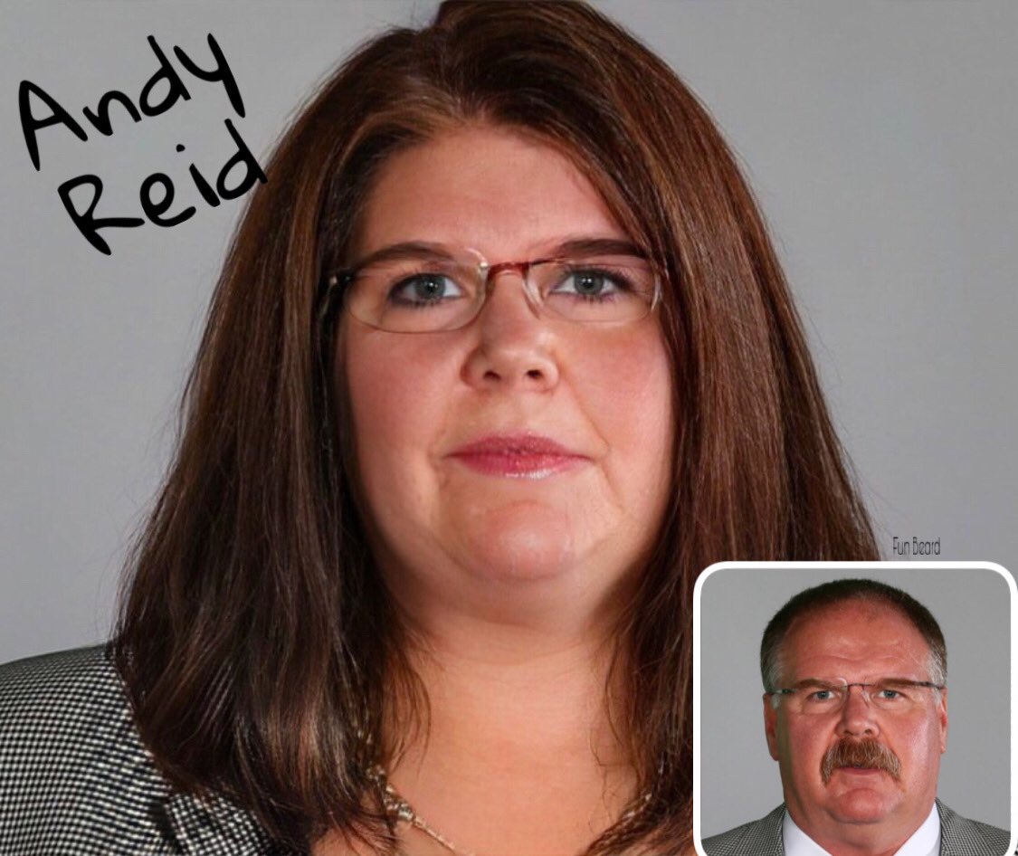Congrats to Kansas City Chiefs for winning Super Bowl. Here is their head coach Andy Reid as a lady. Gorge
