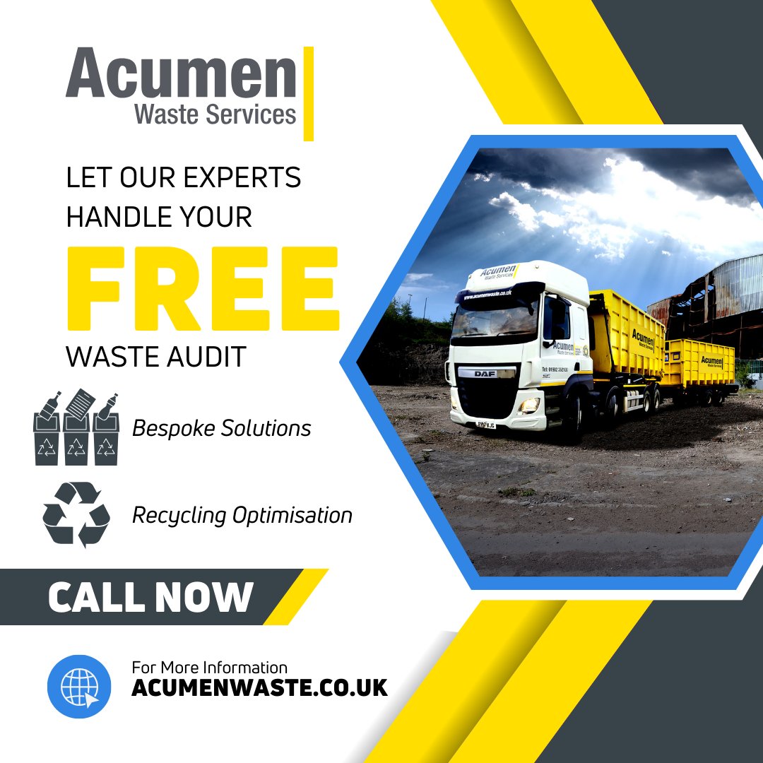 Our free audit analyses your waste patterns to identify opportunities for smarter practices, resource recovery, and cost-saving efficiencies. 
 
 Call today to start saving!
 
 🌐 acumenwaste.co.uk | ☎️ 01977 529 586 | 📧 info@acumenwaste.com